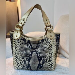 MZ WALLACE Python/Snake Nylon and Gold Leather Straps.